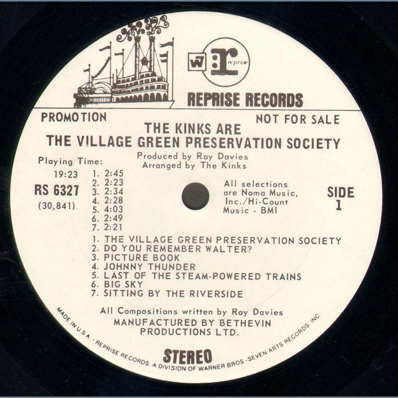 The Kinks Are The Village Green Preservation Act Society - Original US White Label promotional Issue