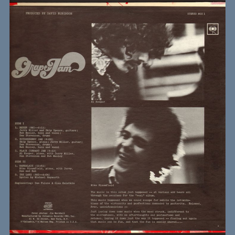 Grape Jam - Original 1968 US Columbia label 5-track LP - 360" Sound labels