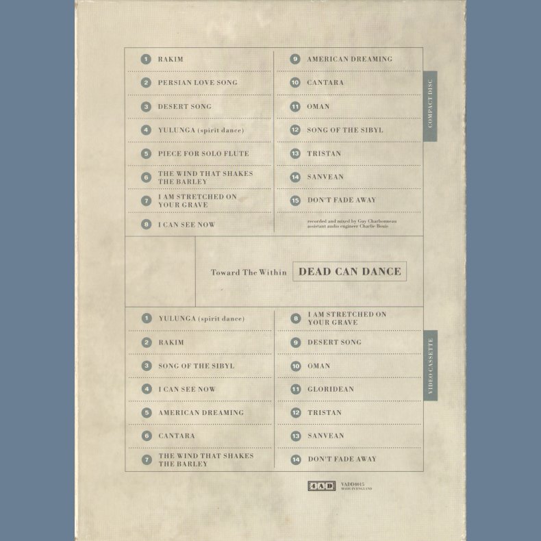Toward The Within - 1994 UK 4AD label limited edition 15-track CD/14-track VHS Box