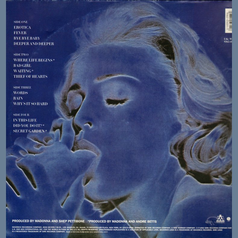 Erotica - Original 1992 German pressed Maverick label 14-track 2LP set