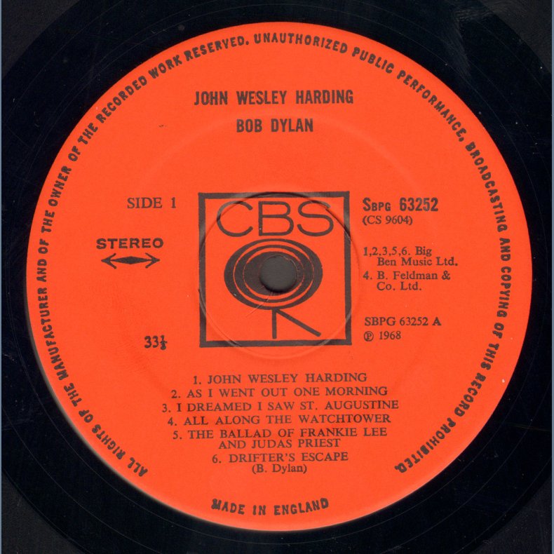 John Wesley Harding - Start 1970ies UK Issue