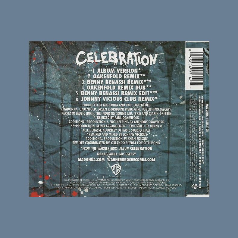 Celebration - 2009 UK Warner Bros label 6-track remix CD-single