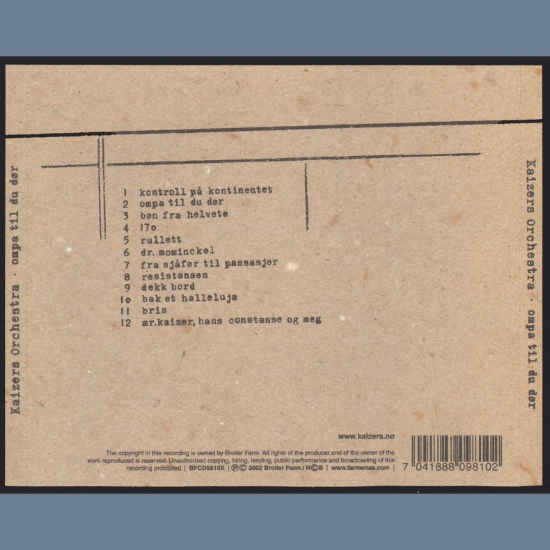 Ompa til du dr - 2002 Danish Printed 12-track Full Album CD