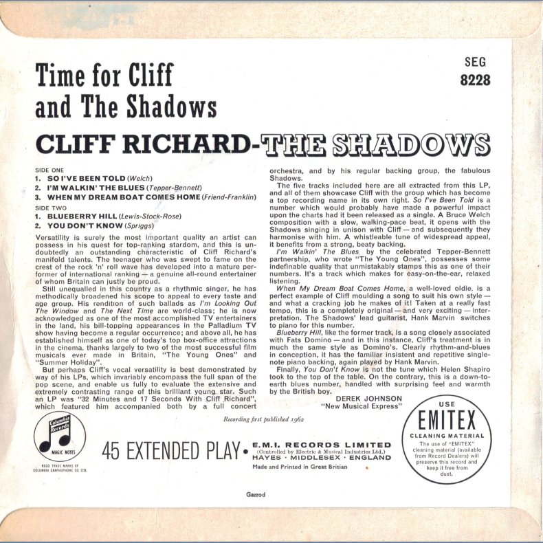 Time For Cliff And The Shadows - Original Danish Issue