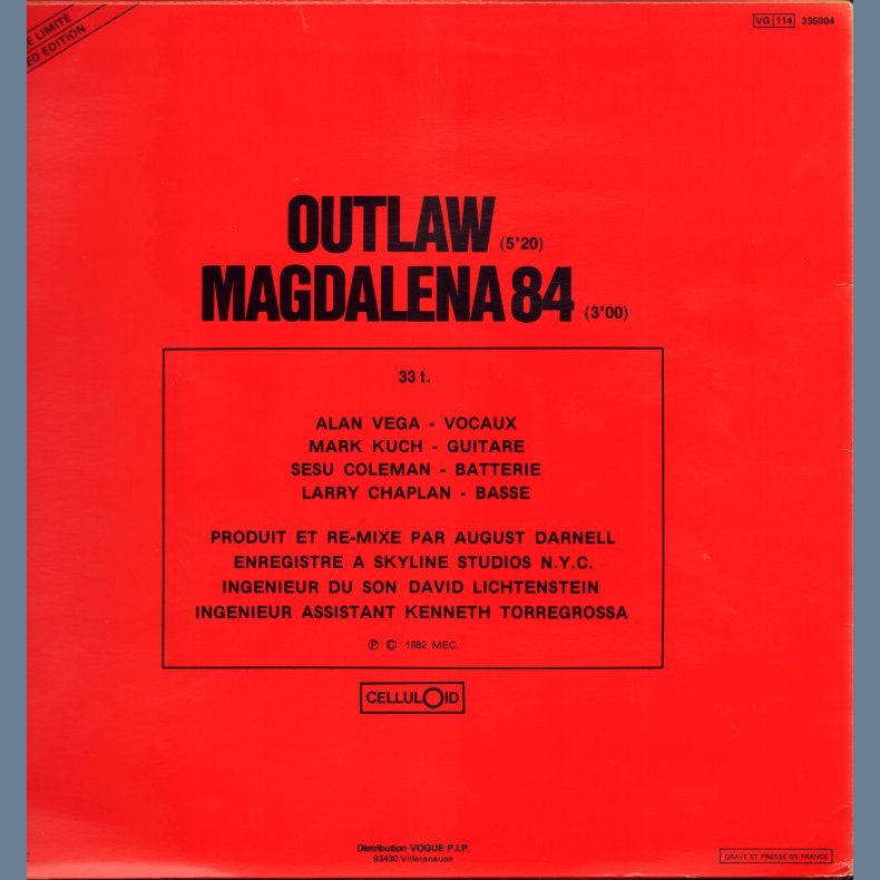 Outlaw b/w Magdalena 84 - French 12" Vinyl Issue