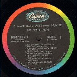 Summer Days (And Summer Nights!!) - Original 1965 US  Capitol label 12-track Stereo LP