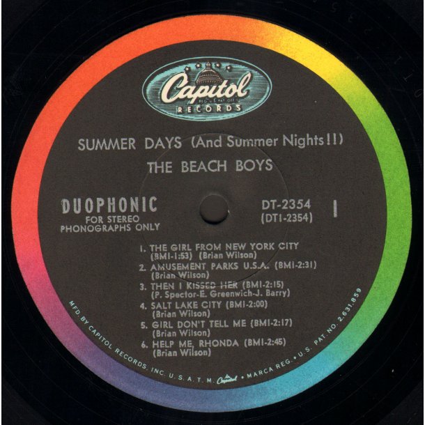 Summer Days (And Summer Nights!!) Original 1965 US Capitol label 12