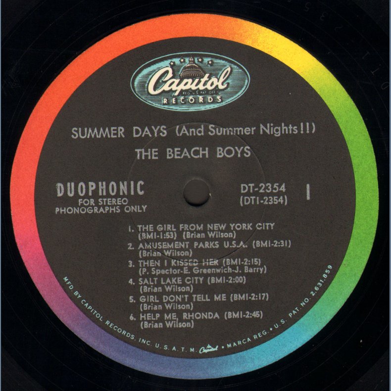 Summer Days (And Summer Nights!!) - Original 1965 US  Capitol label 12-track Stereo LP