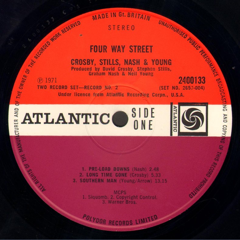 4 Way Street - Original UK Issue - Orange &amp; Plum Labels