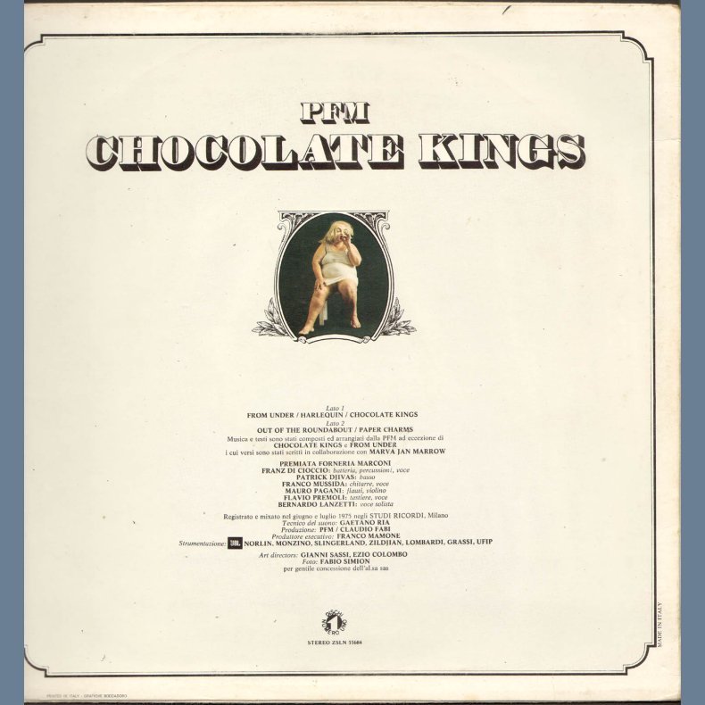 Chocolate Kings - Italian 2nd Vinyl Issue - Single Pocket Back Credit Cover Without Poster