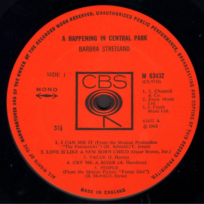 A Happening In Central Park - Original UK Mono Issue