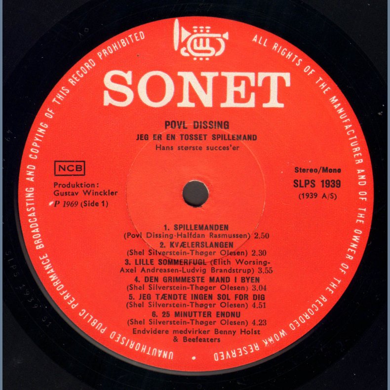 Jeg Er En Tosset Spillemand - Original 1969 Danish Sonet label 11-track LP