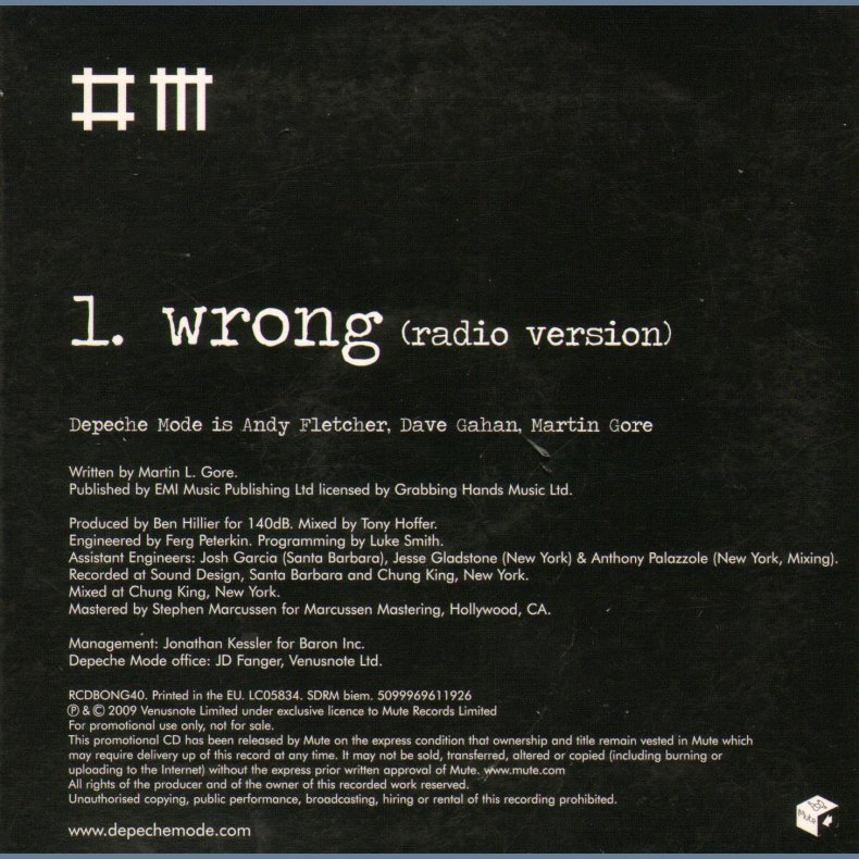Wrong - 1-track European Radio Promotional Issue