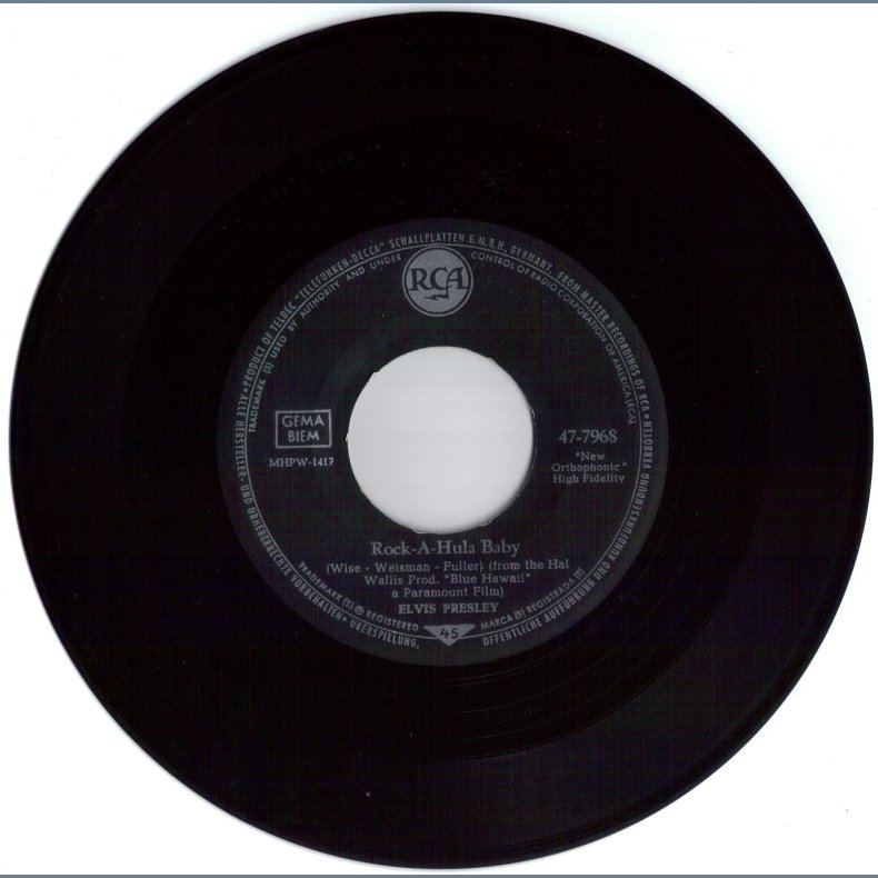 Rock-A-Hula Baby b/w Can't Help Falling In Love - Original German Issue