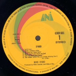 D'Abo - Original 1970 German UNI label 12-track LP