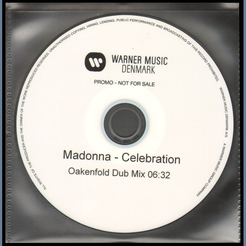 Celebration - Oakenfold Dub Mix - 2009 Danish Warner Music 1-track Promotional Issue CD Acetate