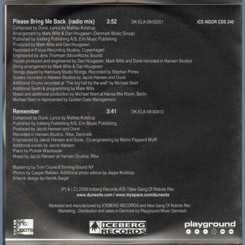 Please Bring me Back - 2-track promotional issue CD Acetate
