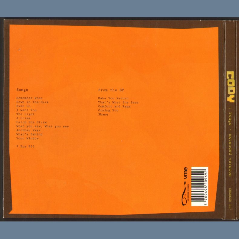 Songs - 17-track full album CD featuring 6 Bonus Tracks