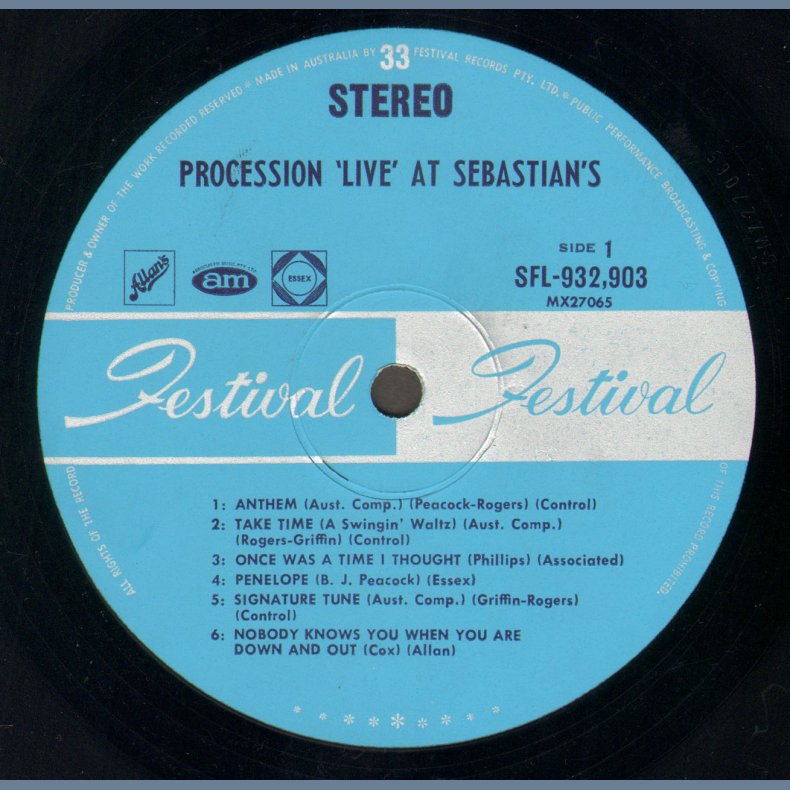 Procession 'Live' At Sebastians - Original Australian Vinyl Issue