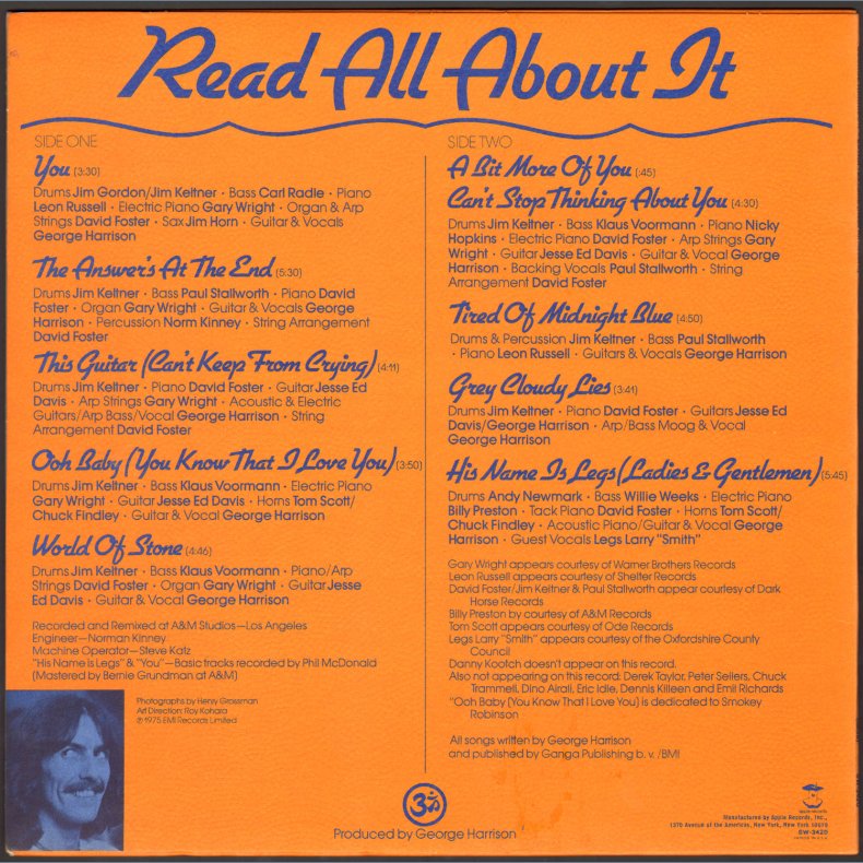 Extra Texture - Original 1975 US Apple label 10-track LP