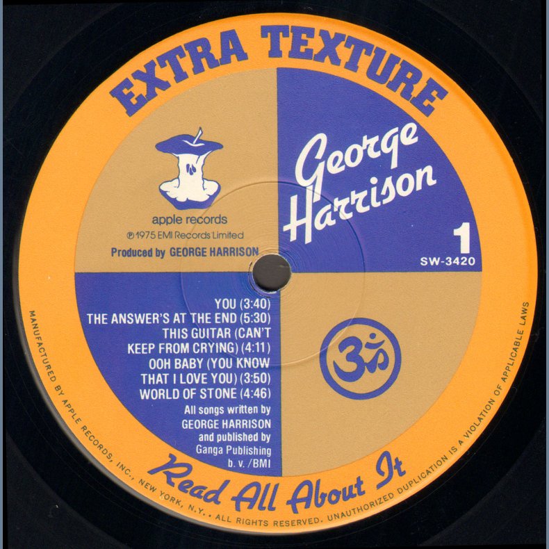 Extra Texture - Original 1975 US Apple label 10-track LP