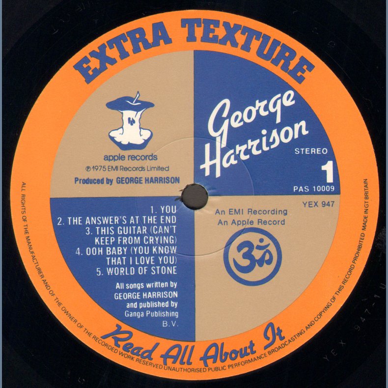 Extra Texture - Original 1975 UK Apple label 10-track LP