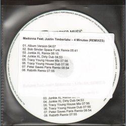 4 Minutes - Authentic 2008 Danish Warner Music label 8-Track Remix CD Acetate
