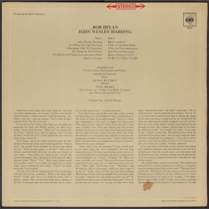 John Wesley Harding - Original UK Issue