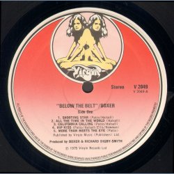 Below The Belt - Original 1975 UK Virgin label 10-track LP - Red labels, Uncensored Back
