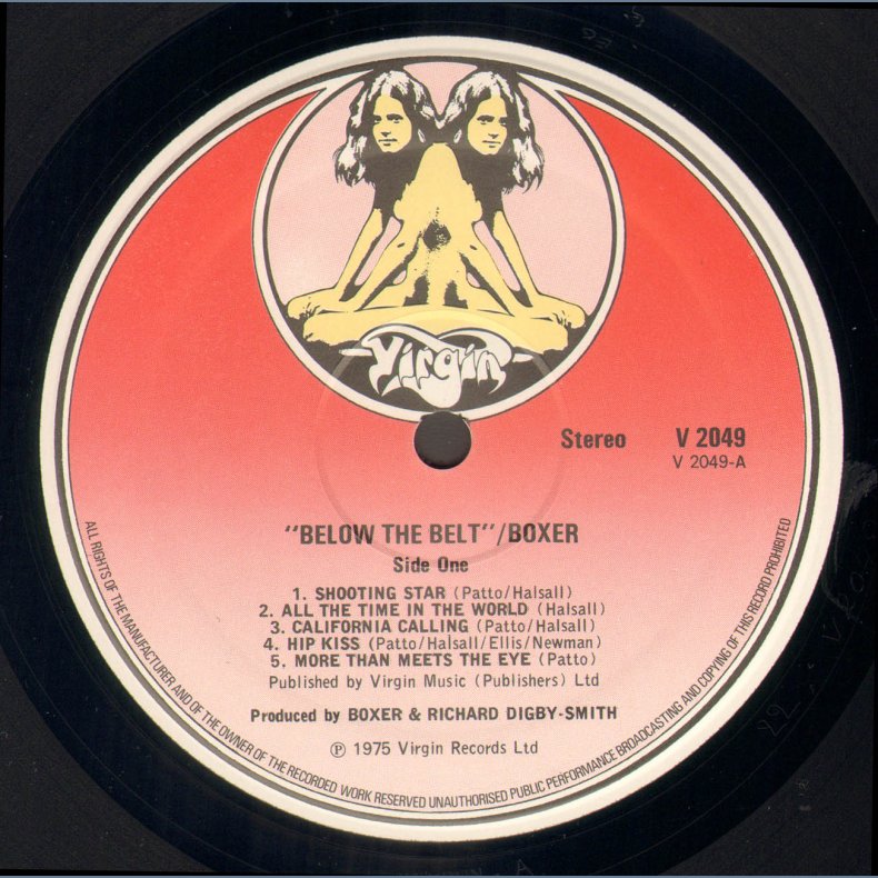 Below The Belt - Original 1975 UK Virgin label 10-track LP - Red labels, Uncensored Back