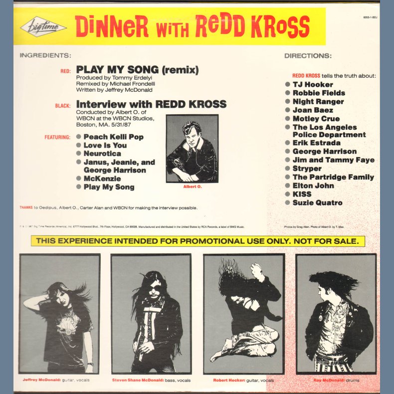 Diner With Redd Kross - Original 1987 US Bigtime label Promotional Issue Only Red &amp; Black Vinyl 12"/