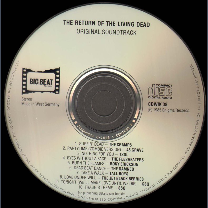 The Return Of The Living Dead - Original German Pressed Soundtrack