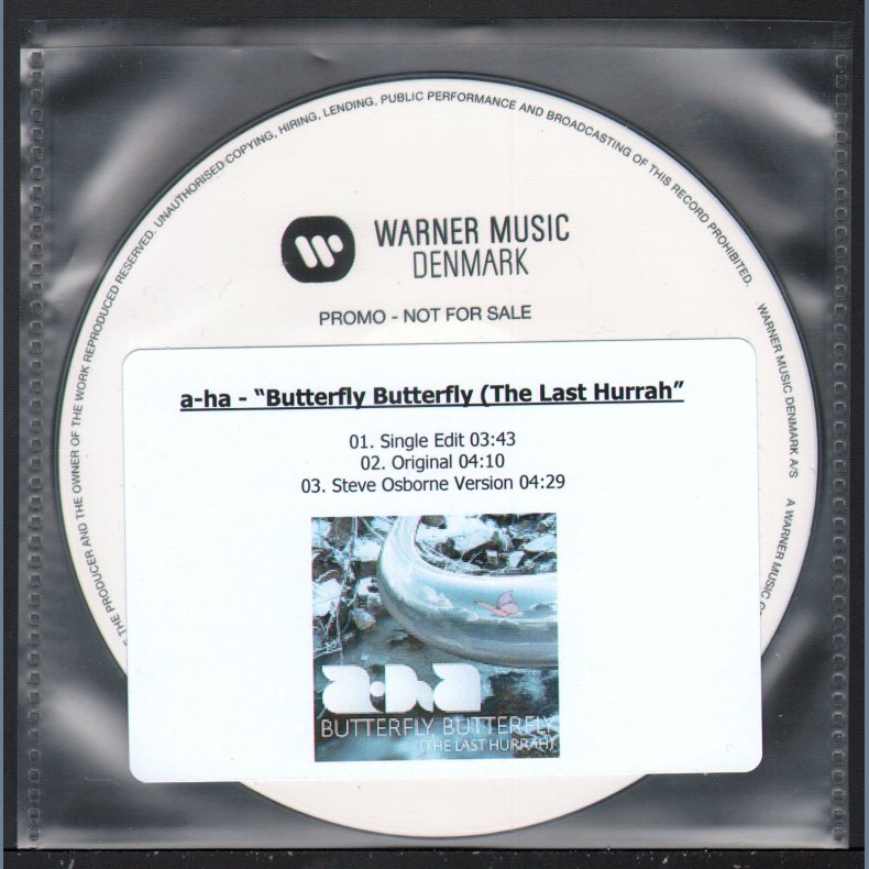 Butterfly Butterfly (The Last Hurrah) - Rare Authentic Danish 3-track promotional Issue CD-Acetate