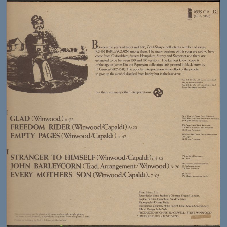 John Barleycorn Must Die - Start 1970ies UK/German Issue - Pink Rim Plam Tree Labels