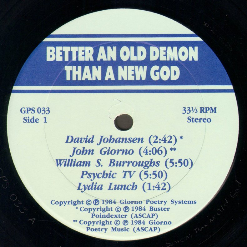 The Dial-A-Poem Poets: Better An Old Demon Than A New God - Original US Vinyl Issue