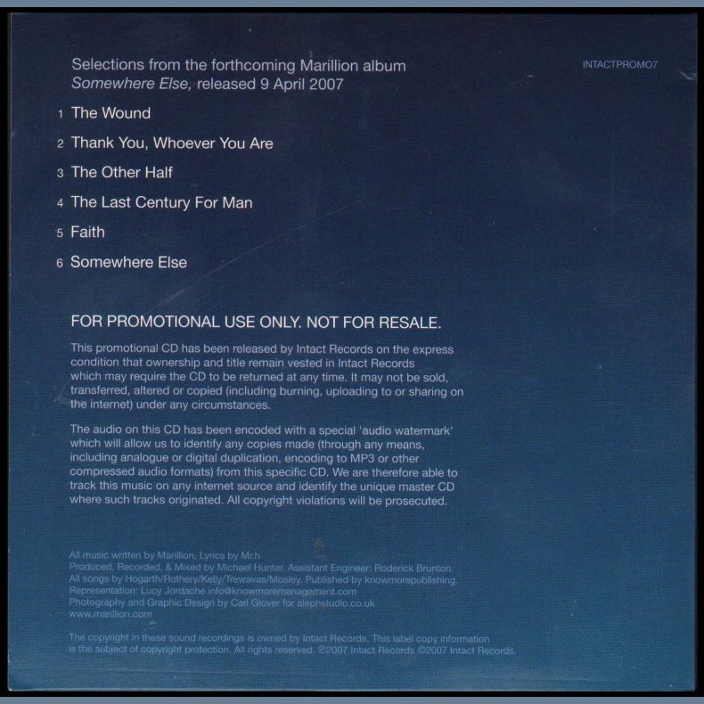 Somewhere Else - 2007 UK 6-track Promotional Issue CD Sampler