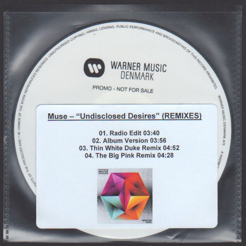 Undisclosed Desires - Remixes - Rare Authentic Danish 4-track promotional Issue CD-Acetate