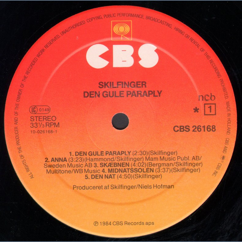  Den Gule Paraply - Dutch printed  11-track Vinyl LP