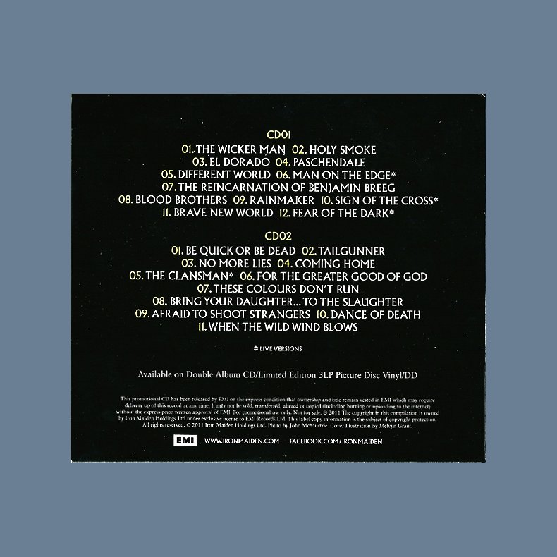 From Fear To Eternity - The Best Of 1990-2010 - UK EMI Records 2CD Acetate Set