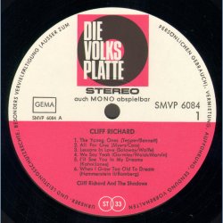 Cliff Richard &amp; The Shadows - German 12-track LP