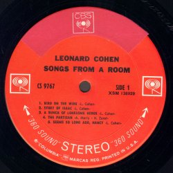 Songs From A Room - Original 1969 US 10-track Esport Issue LP - '360 Sound' labels