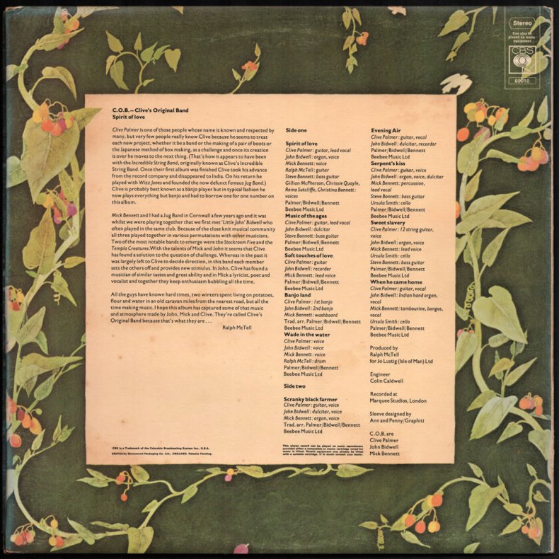 Spirit Of Love - Original 1970 UK CBS label 10-track LP