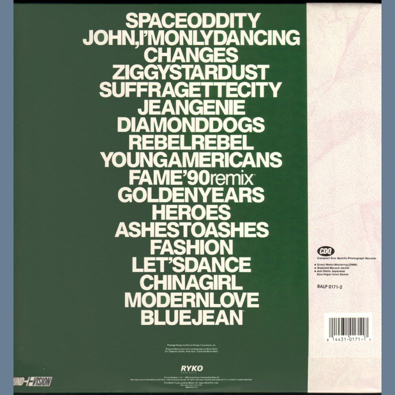 ChangesBowie - 1990 US Ryko Analogue label 'Sound + Vision' Issue Audiophile Clear 2LP Vinyl Set