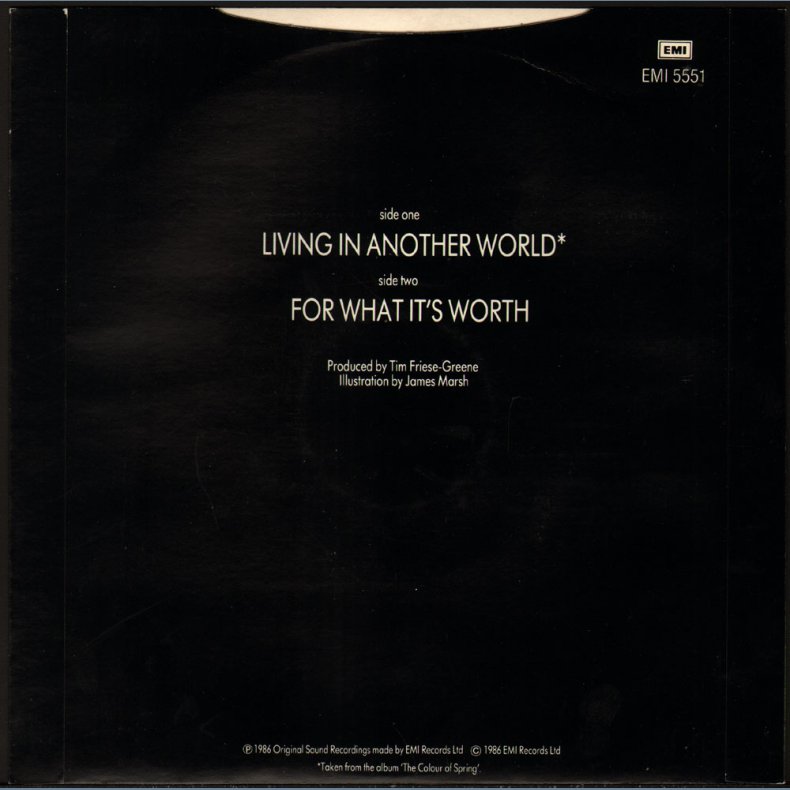 Living In Another World b/w For What It's Worth - Original UK 7" Single