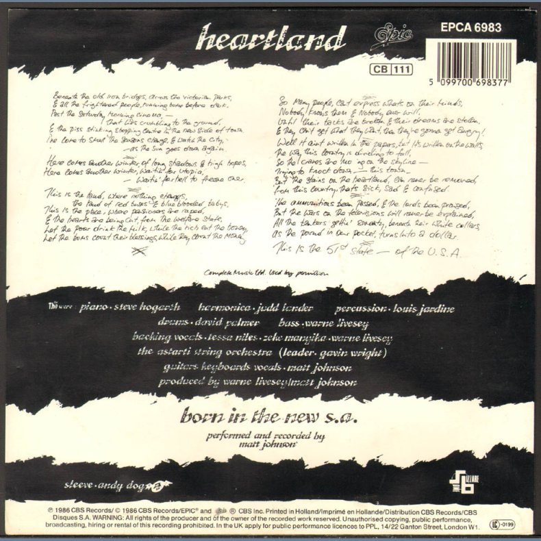 Heartland b/w Born In The New S.A. - Original Dutch 7" Vinyl Single