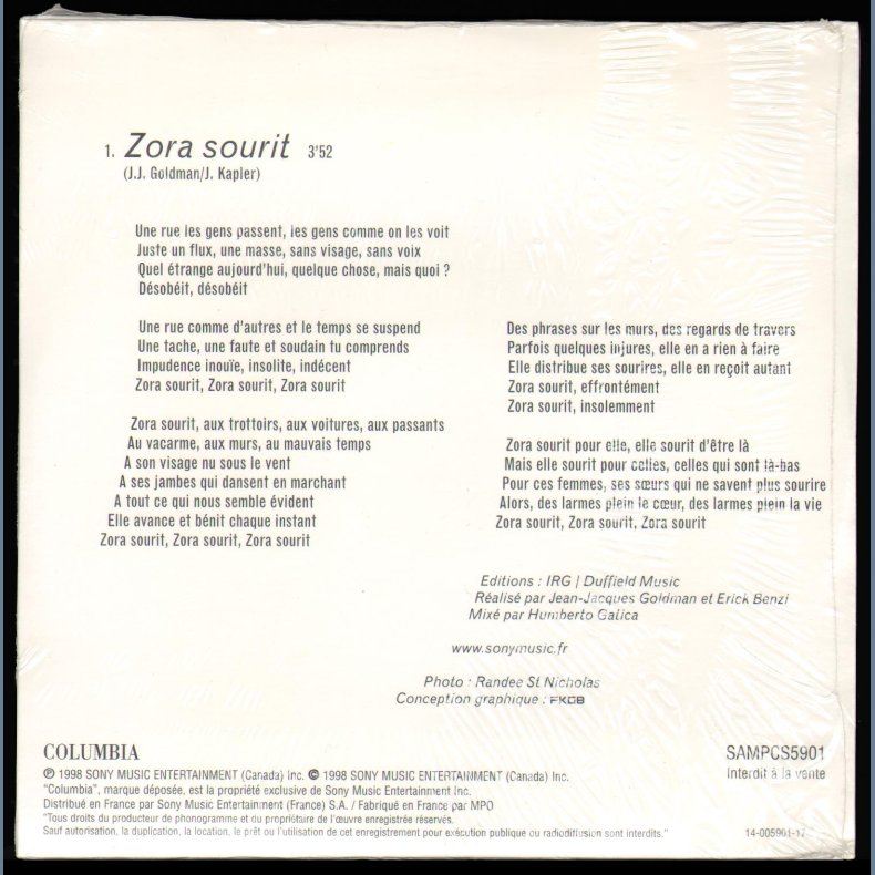 Zora Sourit - 1998 Austrian pressed 1-track promotional Issue CD