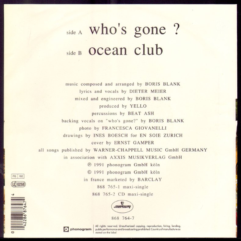 Who's Gone? b/w Ocean Club - 1991 German Pressed 2-track 7" Single