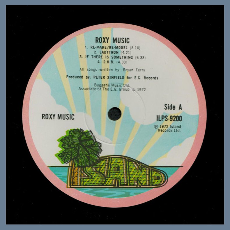 Roxy Music - Original UK Export/Licence LP Issue - Pink Rim Palm Tree Labels - A-1U/B-1U Matrix