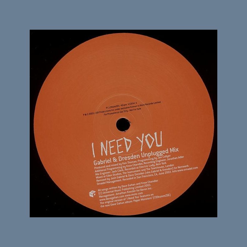 I Need You - 2003 UK 2-track 12" Single