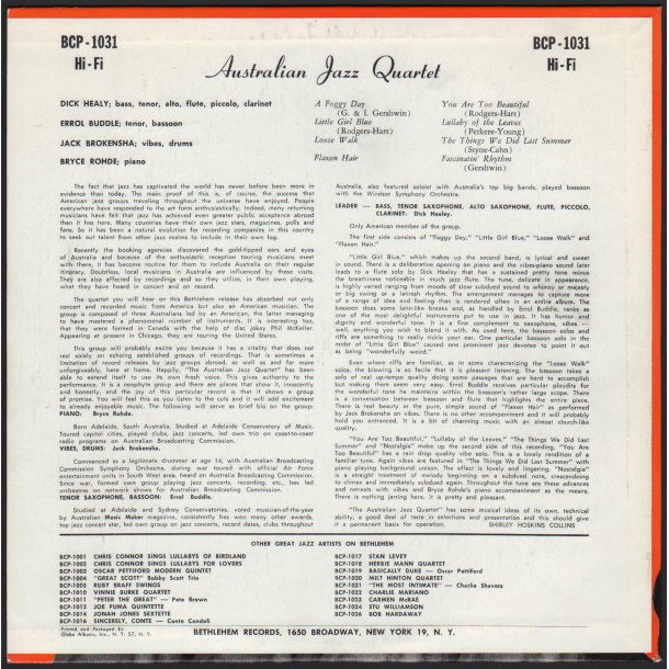 The Australian Jazz Quartet Original 1955 US 10" Issue All Products